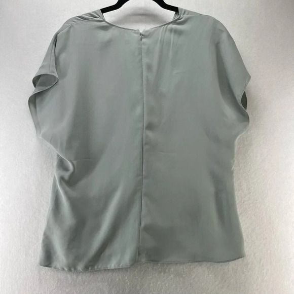 EXPRESS Blouse Size XL Crepe Surplice Twist Front Dolman Sleeve Back Zip Gray - Picture 4 of 13